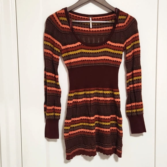 Free People Burgundy Stripe Knit Dress - Picture 9 of 10